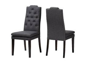 lot 10105 image: Set Of 2 Baxton Studio 9113 Dylin Dining Chairs, Charcoal
