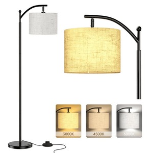 lot 10118 image: Elemore Home Floor Lamp, 62.2 in Tall, 1-Light, Modern, Beige Linen Shades