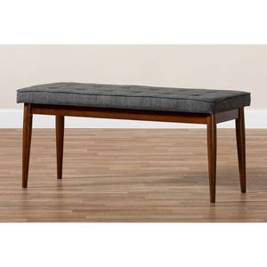 lot 10133 image: Itami Mid-Century Modern Dark Grey Fabric Upholstered Medium Oak Finished Wood Dining Bench