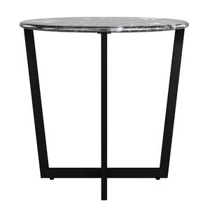 lot 10135 image: Euro Style Llona 24 Round Side Table in Black Marble Melamine with Black Base