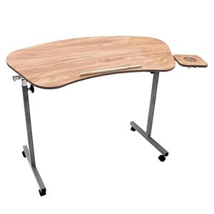 lot 10143 image: Sammons Preson Over Armchair Table, Wide Table for Sliding Over Any Size Chair to Give the User a Writing Surface, Computer Desk, or Table for Eating, Height and Angle Adjust, Attachable Cup Surface
