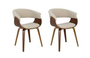 lot 10125 image: Set of 2 Vintage Mod Mid-Century Modern DiningAccent Chair in Walnut and Cream by LumiSource