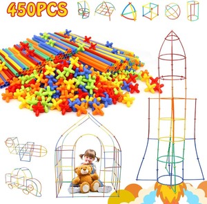lot 454 image: Creative Straw STEM Building Toys 450Pcs Aged for 3-5 5-7 Preschool Kids Constructor Toy Thin Tube Toy DIY Educational Interlocking Plastic Engineering Toys Kit for Boys and Girls