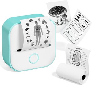 lot 455 image: Memoqueen Mini Printer, T02 Sticker Maker Machine, Pocket Thermal Photo Printer for Diaries, Memo, Study Notes, Work Plans, Wireless Receipt Printer Compatible with iOS & Android, Green