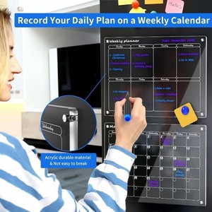 lot 461 image: Acrylic Magnetic Monthly and Weekly Calendar for Fridge, Clear Set of 2 Dry Erase Board Calendar for Fridge Reusable Planner, Includes 8 Dry Erase Markers with 8 Colors(16x12Inches)