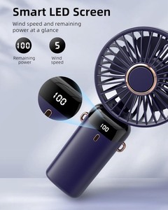 lot 1815 image: Koonie Portable Handheld Fan, Battery Operated Fan with Base, 8 Hours, Digital Display, 5 Speeds, 90° Ajustable, Rechargeable Mini Fan for Outdoor Indoor