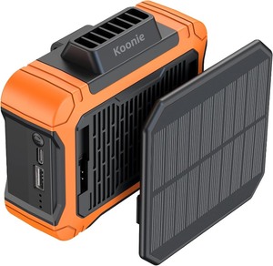 lot 1816 image: Koonie 10000mAh Waist Clip Fan with Solar Panel, 30H Working Time, Personal LED Light, Battery Powered Belt Fan, Strong Airflow, 3 Speeds, Body for Outdoor, Working, Camping, Hiking