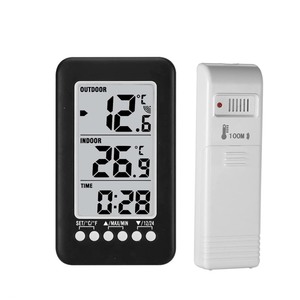 lot 1824 image: LCD  Digital Wireless IndoorOutdoor Thermometer Clock Temperature Meter with Transmitter
