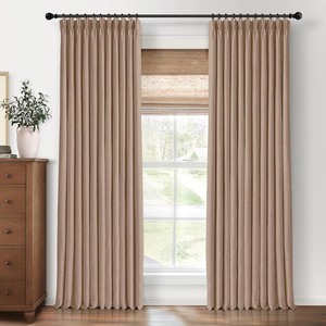 lot 1845 image: Pinch Pleated Blackout Curtains 96 Inches Long, Linen Blend, 100% Blackout Drapes with 20 Hooks, Ideal for Bedroom and Living Room, 40 W x 96 L (Pack of 2), Rust Brown