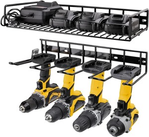 lot 1853 image: UNITEDPOWER Wall Mounted Power Tool Organizer Holder, Heavy Duty Utility Storage Rack for Battery Powered Hand Tools, Cordless Drill Rack, Workshop, Shed, Garage, Home
