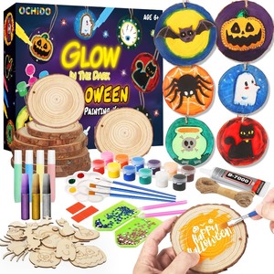 lot 1854 image: OCHIDO Halloween Wooden Painting Craft Kit for Kids Ages 6-12, Party Favors, Glow in The Dark, Decorations