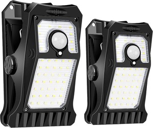 lot 1857 image: 45Leds Solar Motion Sensor Lights Outdoor, Clip on Solar Lights Outdoor Waterproof, High Bright Solar Powered Security Lights for Outside Fence Chain Link Camping (2, 45 LED)
