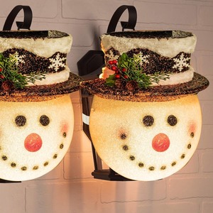 lot 1859 image: FUNPENY 2 Pack Snowman Christmas Porch Light Covers 12 Inch, Christmas Outdoor Decorations Holiday Light Covers for Porch Lights, Garage Lights, Large Light Fixtures