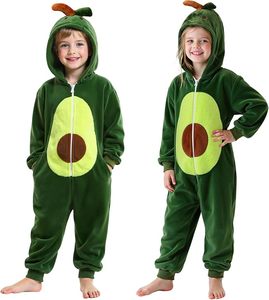 lot 2559 image: Spooktacular Creations Kids Avocado Hooded Onesie Pajamas Unisex One Piece Pajamas Girls Boys Halloween Cosplay Costume Sleepwear Homewear (12-18 months)