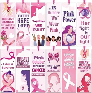 lot 8832 image: Breast Cancer Awareness Pink Ribbon Bookmarks (120 Pack)