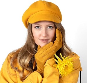lot 8839 image: Womens Touchscreen Faux Suede Winter Gloves  Elegant Yellow (Gift Box Included)