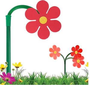 lot 8851 image: Crazy Dancing Daisy Garden Sprinkler  Fun Animated Sunflower Water Toy for Kids & Pets (Red)