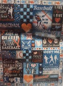 lot 8852 image: Baseball Lovers Patchwork Fleece Throw Blanket  Vintage Sports Collage Design