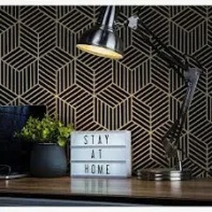 lot 8874 image: Elegant Black & Gold Striped Wallpaper HYSM0180-10M