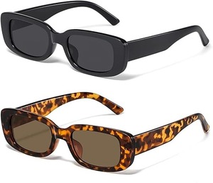 lot 8884 image: Rectangle Sunglasses for Women & Men  Trendy Y2K Retro 90s Style  UV400 Protection Cool Square Frame Eyewear