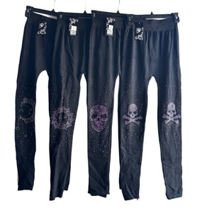 lot 2273 image: 4-Pack Bling Rhinestone Leggings  One Size Fits Most Stretch Glam Pants