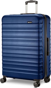 lot 2306 image: Amazon Basics 26 Hardside Medium Checked Luggage, Hardshell Suitcase With Wheels, Expandable For Up to 15% More Space, With Scratch-Resistant Surface, Four Multi-directional Wheels, Navy Blue