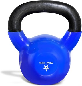 lot 2309 image: Kettlebell, 5-100 LB Vinyl Coated Cast Iron Strength Training Kettlebells for Home Gym Exercises, Fitness, Full Body Workout Equipment, Push Ups, and Grip Strength