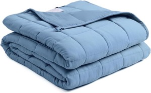 lot 2324 image: Cooling Weighted Blanket Heavy Blanket for Cool & Restful Sleep, Premium Soft Material and Glass Beads (Blue, 48x72 20lbs), Suit for One Person(190lb) Use on TwinFull Bed