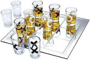 lot 2337 image: Tic Tac Toe Shot Glass Drinking Game, Beer Bottle Opener Cap Game, His & Hers Wine Cork & Beer Cap Shadow Box (TIC TAC TOE)