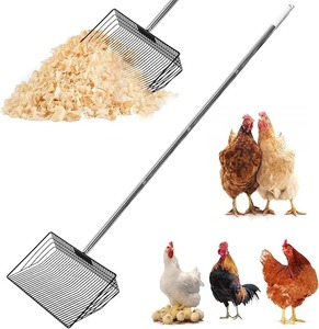 lot 8900 image: 2-in-1 Stainless Steel Chicken Poop Scooper & Rake