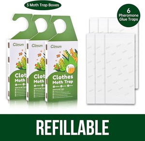 lot 8907 image: Refillable Clothes Moth Traps  3 Boxes & 6-Pack Refills