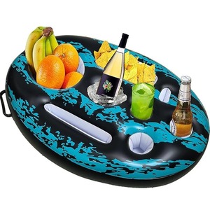 lot 8913 image: Floating Pool Drink Holder  9-Hole High-Capacity Inflatable Tray