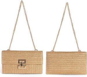 lot 8928 image: Summer Boho Straw Envelope Clutch