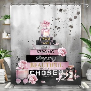Fashion Perfume Pink & Gray Shower Curtain