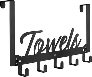 lot 8952 image: Over-the-Door Heavy Duty Towel Rack (Black)
