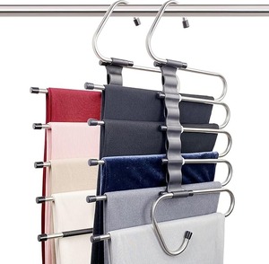 lot 8957 image: Multifunctional Space-Saving Pants Hangers (2-Pack)
