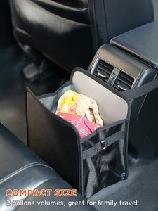 lot 8967 image: 2 Gallon Open-Top Car Trash Can (Black)