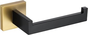 lot 8971 image: Modern Matte Black & Brushed Gold Toilet Paper Holder