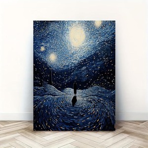 lot 8973 image: Abstract Starry Night Canvas Art Print