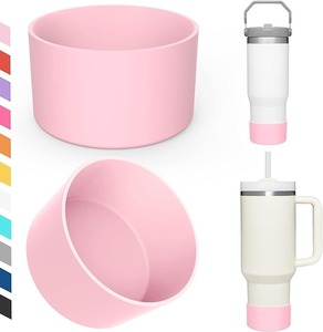 lot 8993 image: Protective Silicone Boot for Stanley Tumblers (Peach, 2-Pack)