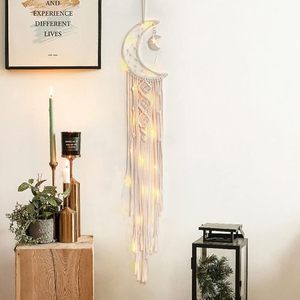 lot 22504 image: Boho-Chic Elegance Dreamisland Macrame Moon Dream Catcher