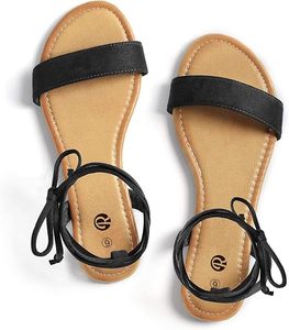 lot 22588 image: Chic Comfort Womens Lace-Up Ankle Wrap Sandals