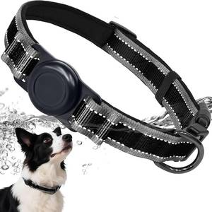 lot 22515 image: AirTag Dog Collar, Waterproof Air Tag Dog Collar Holder, Reflective, Ultra-Durable, Comfortable Padded, Heavy Duty Dog Collars for Small Medium Large Dogs-Black-S