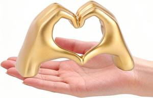 lot 9004 image: Golden Heart Hands Modern Romantic Sculpture