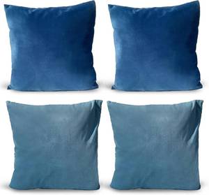 lot 9018 image: 4-Piece Decorative Blue Throw Pillow Covers
