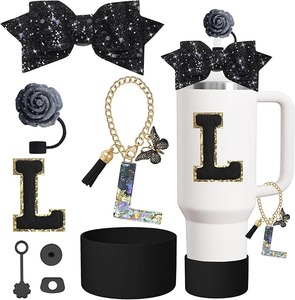 lot 9030 image: 8-Piece Black Rose Cup Accessories Set (L)