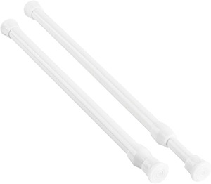 lot 9047 image: 2-Pack Small Spring Tension Curtain Rods White