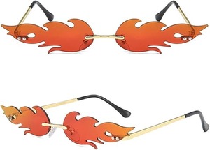 lot 9051 image: Fire Flame Sunglasses Rimless Wave Design