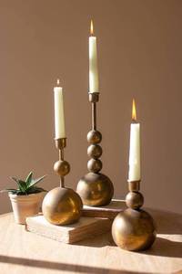 lot 9056 image: Brass Taper Candle Holders