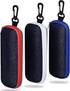 lot 9061 image: 3-Piece Portable Denim Glasses Case Set